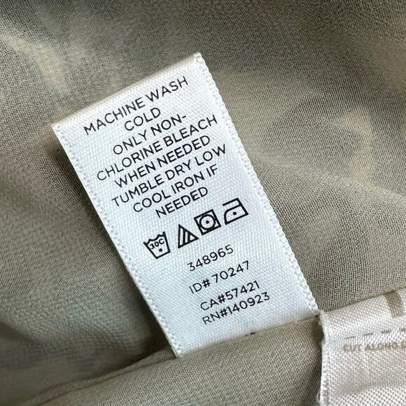 Ann Taylor LOFT Tan/Blue/Black Knee Length Floral Dress WMNS M Ruffle Tie Neck - Picture 12 of 12